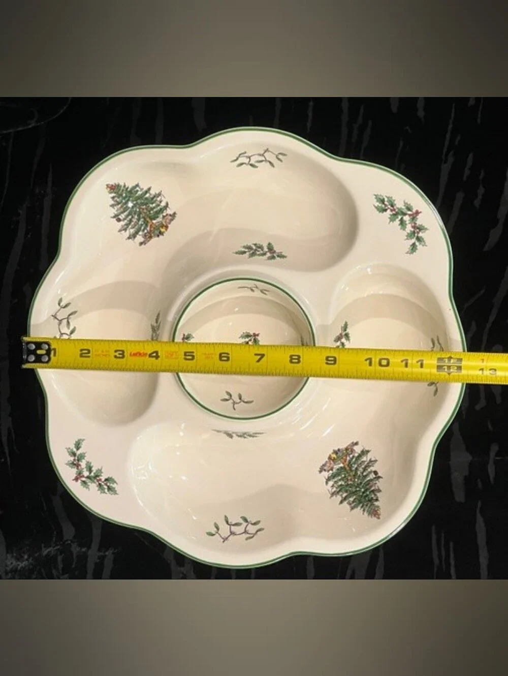 Vintage Spode Christmas Tree 13” Crudite Platter Chip Dip Serving Dish England